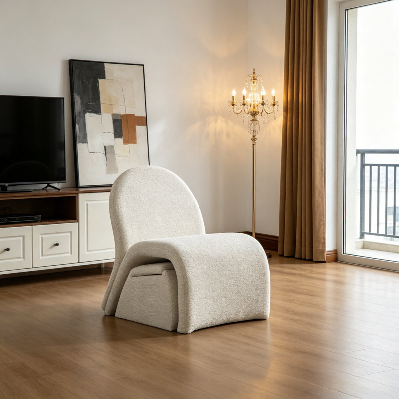 Fauteuil d'appoint rembourré avec repose-pieds rembourré avec rangement