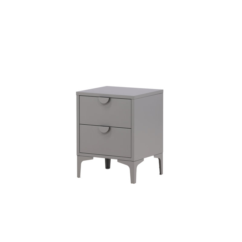 Losada 45cm W Steel Bedside Table, Light Grey