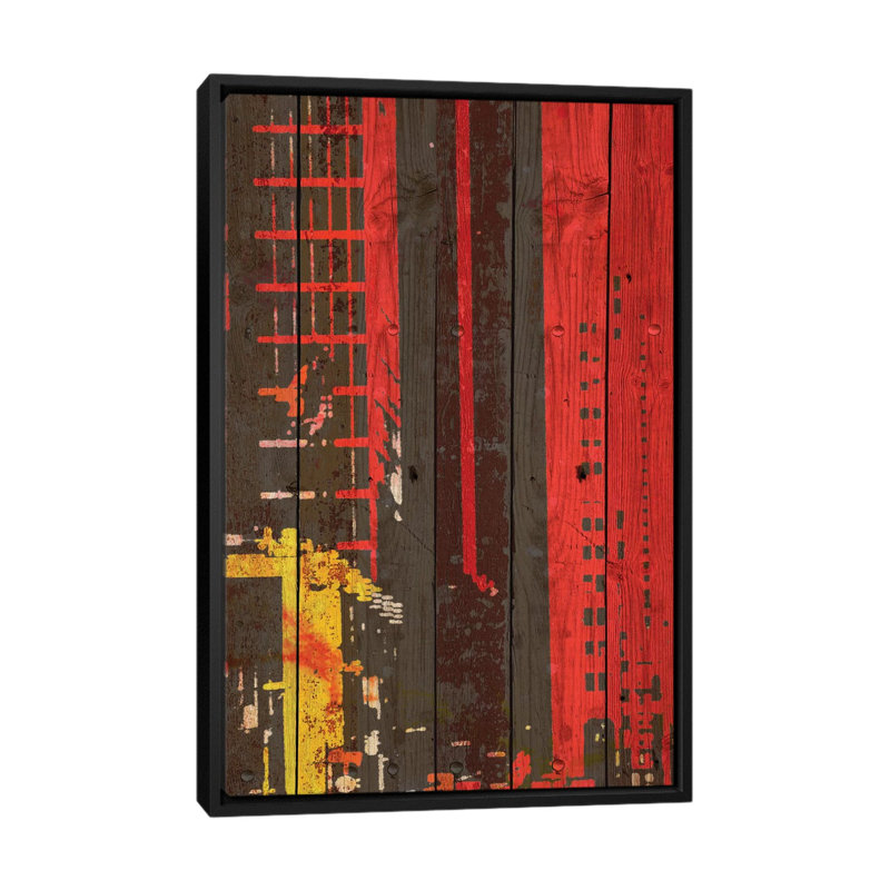 «Red Building II», impression sur toile tendue, H 26 po x l 18 po x P 1,5 po, Toile avec cadre noir, Pas de tapis