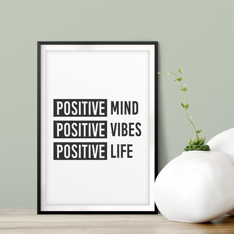 Positif, esprit positif, vibrations, vie positive - cadre photo, impression d'art textuel sur plastique