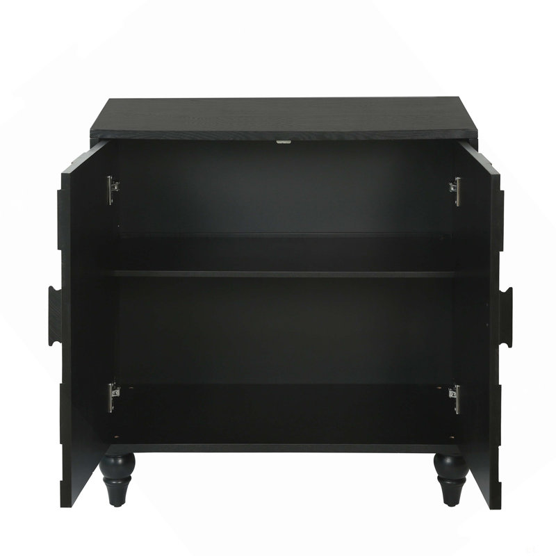 Buffet avec motif en nid d'abeille, armoire d'appoint moderne, H 31,7 po x l 30,3 po x P 15,7 po, Noir antique