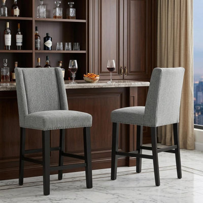 Ensemble de deux chaises de bar en bois massif de couleur charbon et espresso de 42 po