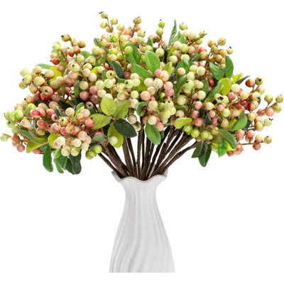 Artificial Berry Stems 20 PCS Pack Fake Berries Branches Spray With Green Leaves 9.8 Inch Small Berry Picks For Christmas Decorations Crafts Filler Holiday Home Decor