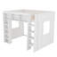 Grand lit mezzanine en bois avec armoires de rangement et tablettes, blanc-673388401