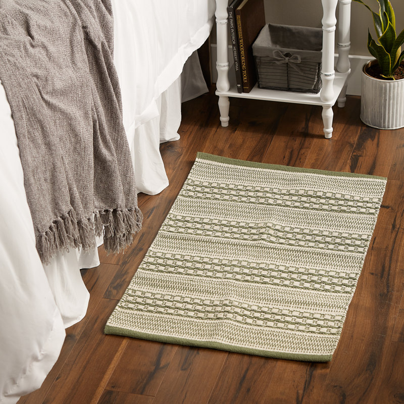 Tapis vert en coton articulé tissé à la main Centerville
