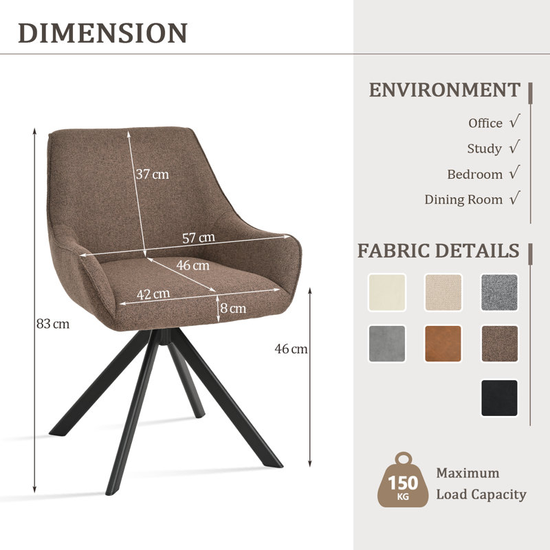 Gefjun 46cm H Upholstered Metal Armchair, Brown Linen