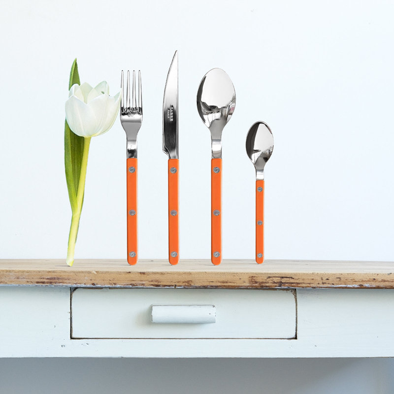 Bistrot Solid 5 - Piece Stainless Steel Flatware Set - Service for 1, Orange