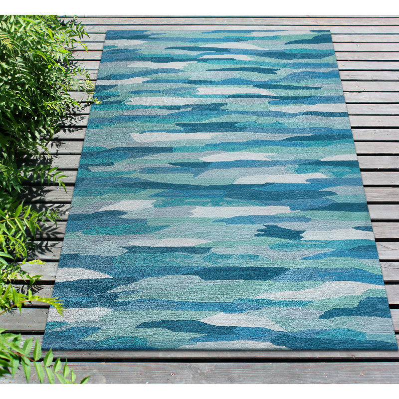 Theriot Performance Hand Tufted Abstract Indoor / Outdoor Rug, Rectangle 3'6" x 5'6"