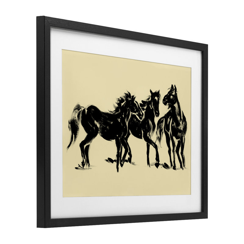 «Horses in Motion Study», reproduction encadrée sous verre, conception de Victoria Barnes, Cadre noir minuit