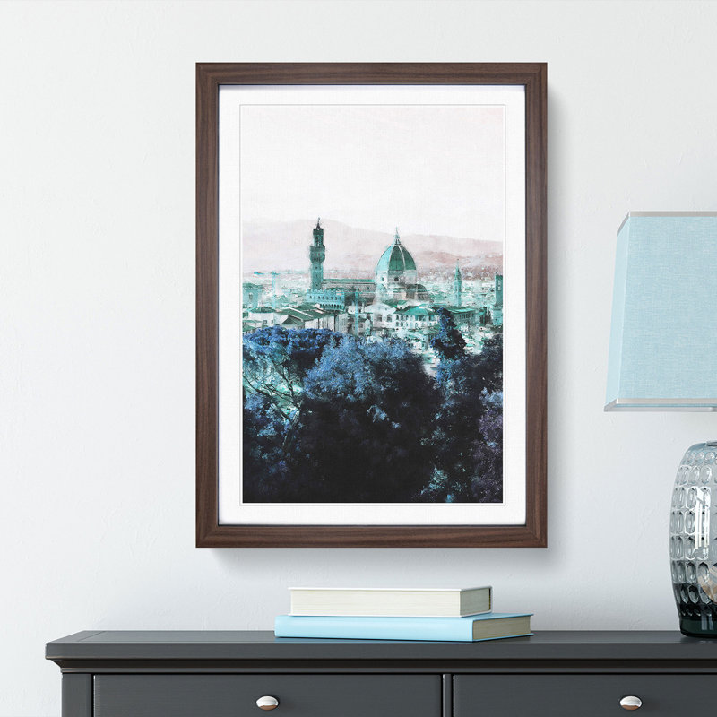 Florence Cathedral in Italy Abstract - Picture Frame Painting Print, Walnut Framed, 87cm H x 62cm W x 2cm D