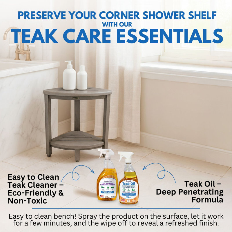 Tablette de douche à 2 niveaux en teck CoastalVogue Snazzy