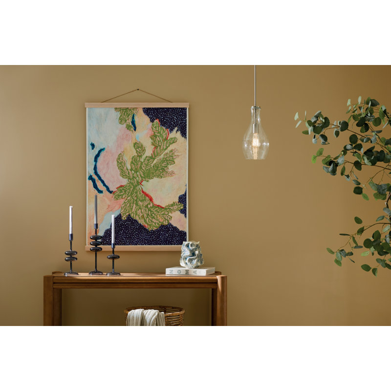 1-Light Brushed Nickel Modern Pendant with Seeded Glass Shade, Brushed Nickel
