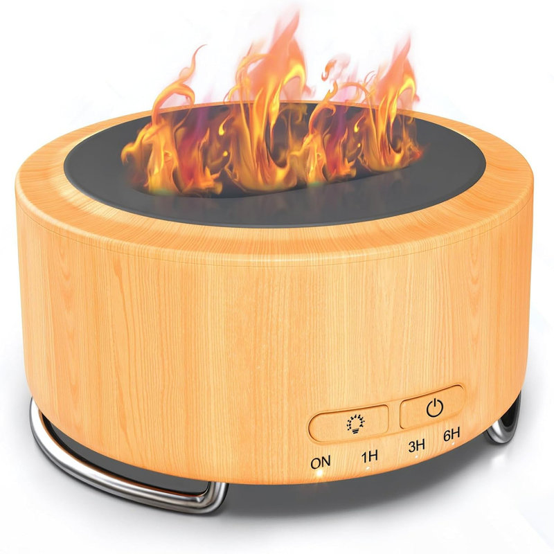 Diffuseur d'huiles essentielles pour foyer 500Ml avec effet de flamme réaliste - Humidificateur arôme grande pièce, veilleuse à DEL 9 couleurs, ultra silencieux pour chambre à coucher, bureau, yoga, cadeau de décoration intérieure