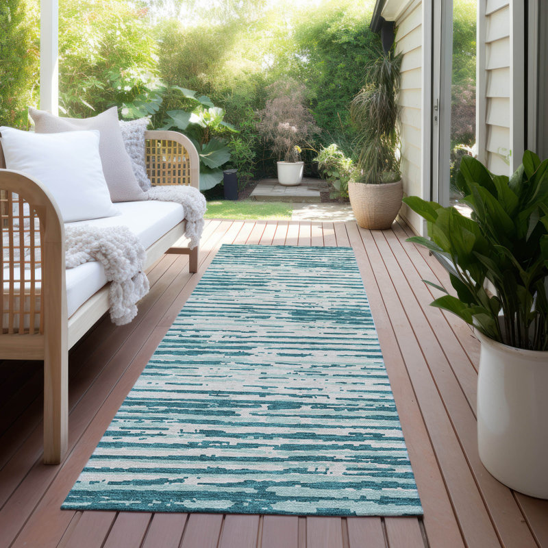 Malek Indoor/Outdoor Area Rug with Non-Slip Backing, Runner 2'3" x 7'6"