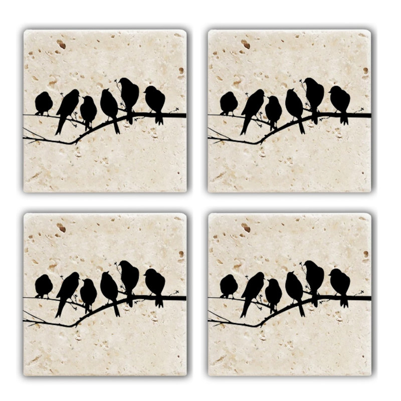 Premium Natural Stone Glass Mat Set (4 Pieces), 3.9 x 3.9 x 0.4 inches | 100% Natural Stone for Durability & Elegance | Perfect for Protecting Surfaces, Ideal for Home & Office Use, Stylish & Functional Design