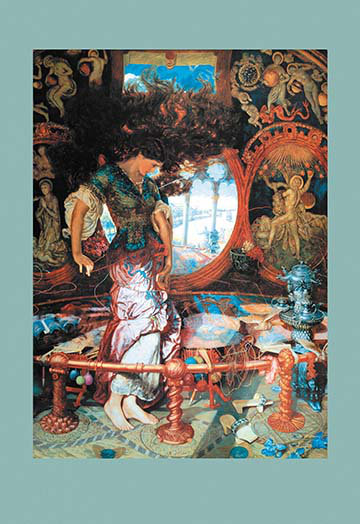 Reproduction d’art sans cadre « la dame de shalott » par william holman hunt, H 42 po x l 28 po x P 1,5 po