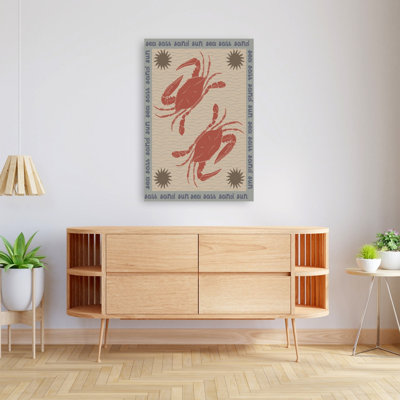 «Coastal crabs and sun», rétro, crabe abstrait, impression d'art mural côtier