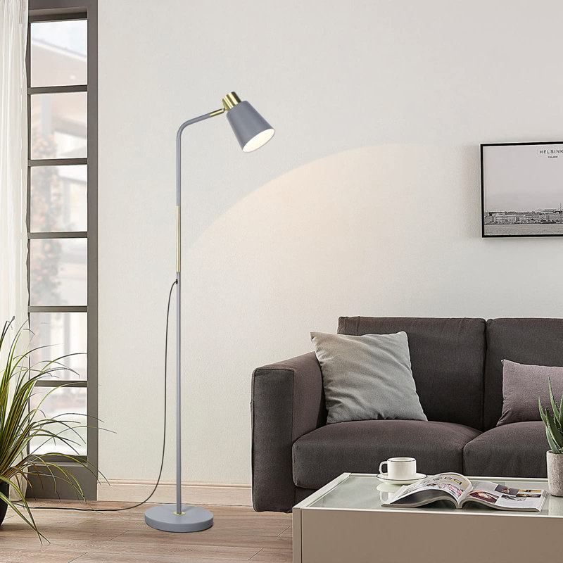 Lampe sur pied arquée 57,48 po Hadlock, Gris