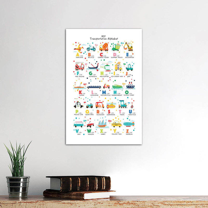 Transportation Alphabet - Wrapped Canvas Print, 66.04 cm H x 45.72 cm W x 3.175 cm D