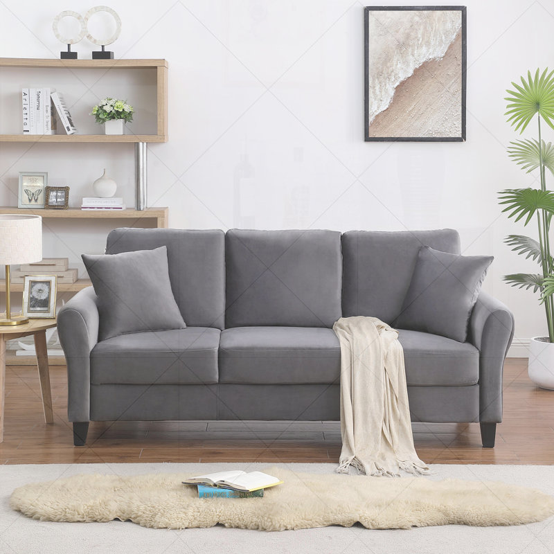 Costilla 78.35'' Upholstered Sofa, Gray Velvet