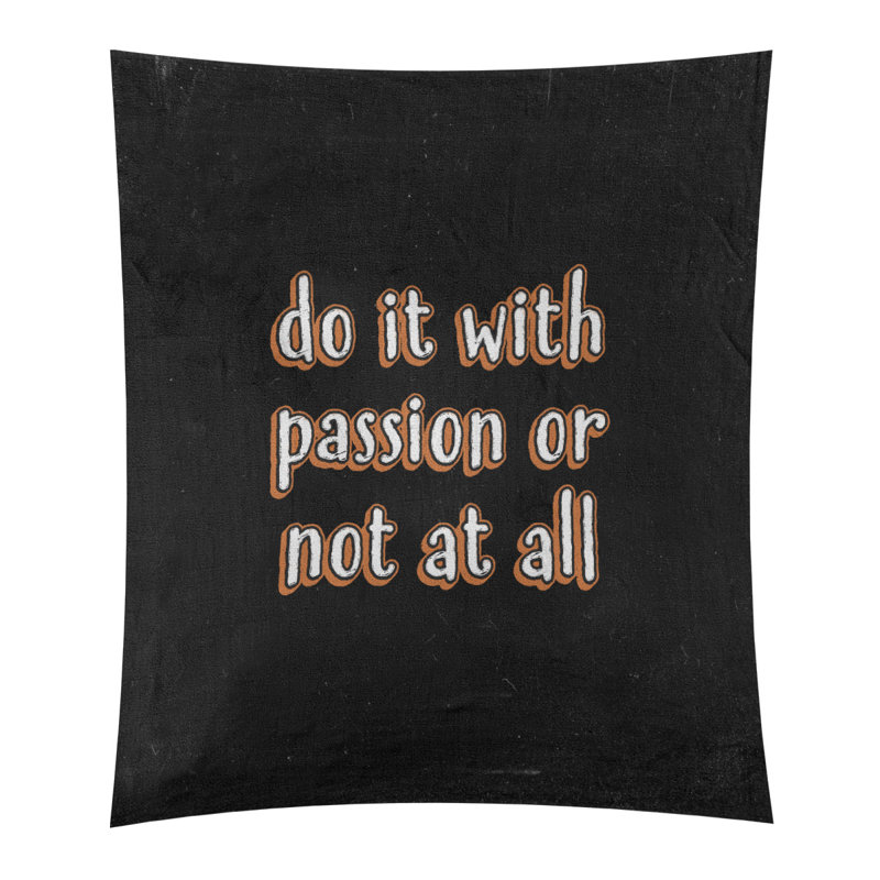 Tapisserie tableau noir en polyester citation passion, Orange, H 60 po x l 51 po