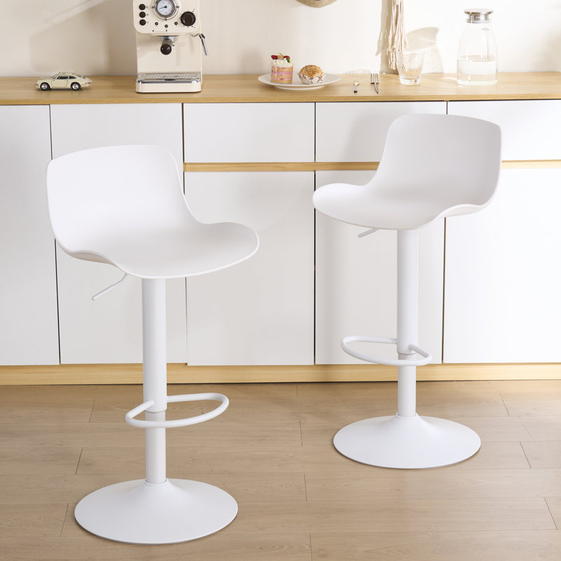 Meli Height-Adjustable Swivel Bar Stools, White