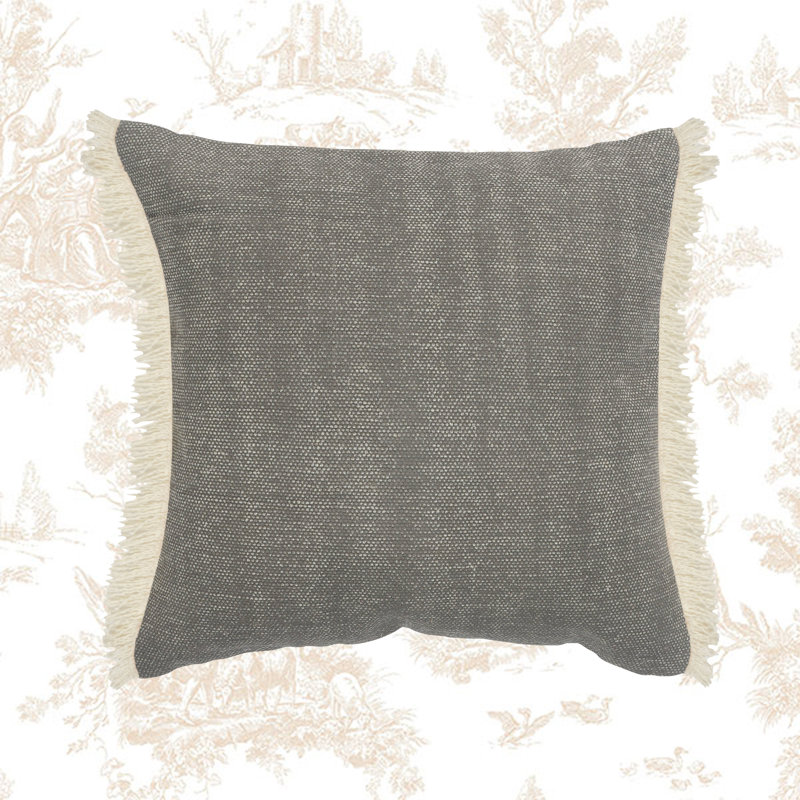 Asadbek Square Cotton Pillow Cover & Insert, Gray