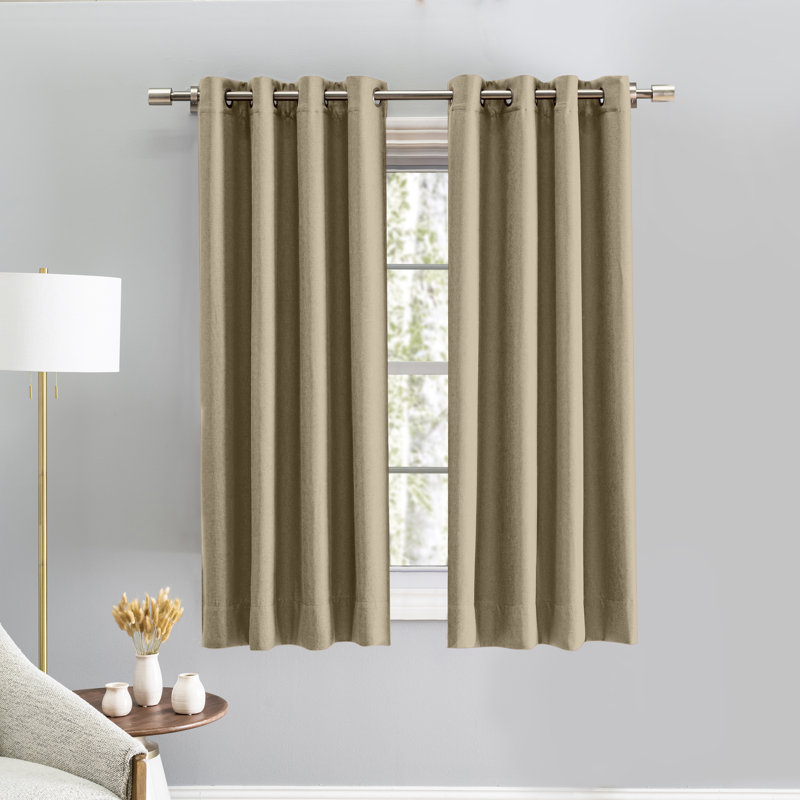 Stephane Premium Thermal Blackout Textured Grommet Short Single Curtain Panel, 50" W x 54" L, Driftwood