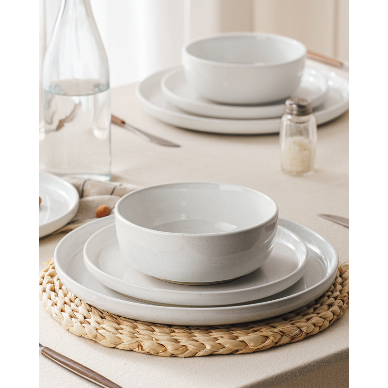 Service de table en grès 18 pièces Famiware - Service pour 6, Blanc