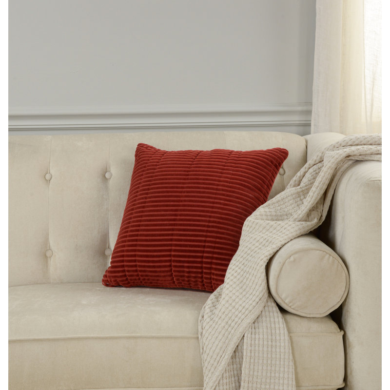 100% Cotton Throw Pillow, Down, Rust