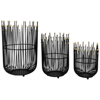 Medieval Style Iron Pillar Candle Holders - 12.75" - Black - Set Of 3