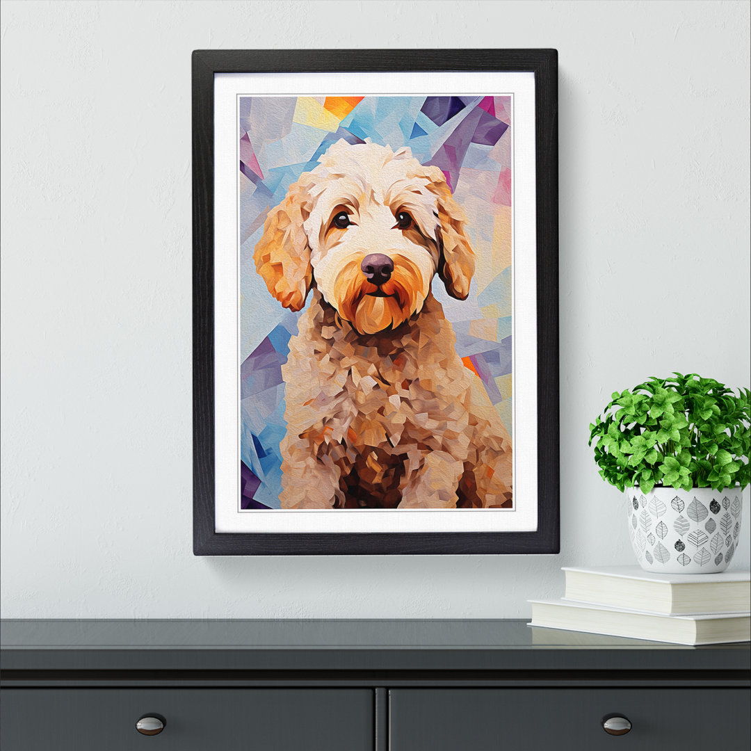 Labradoodle Cubism - Single Picture Frame Print on Wood