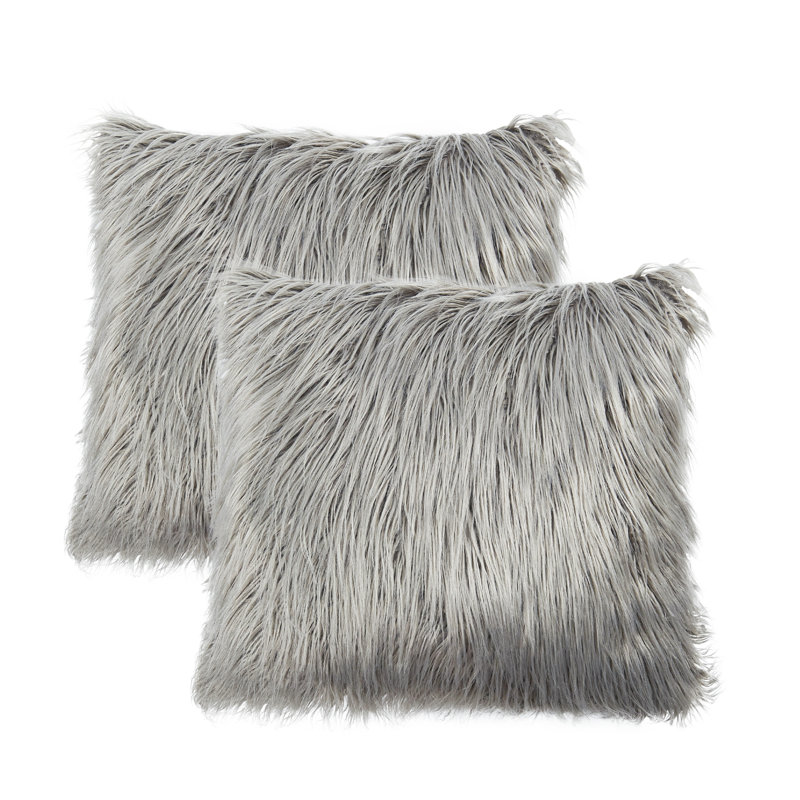 Geometric Square Throw Pillow Cover, Grey