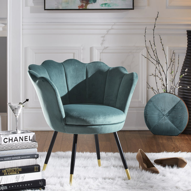 Willington Velvet Barrel Chair, Peacock Blue Velvet