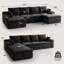 Canapé modulaire en U en forme de U, canapé modulaire compressé en velours côtelé de style minimaliste moderne, canapé-lit pour le salon, la chambre à coucher, canapé-lit confortable Comfy Space-Efficient Design-Noir-754675508
