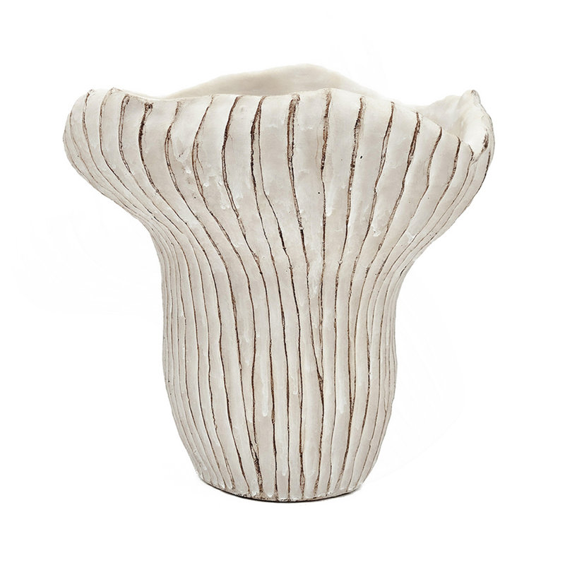 9.3X9x8.7" Sand And Cement Coral Planter With Textured Beige Finish
