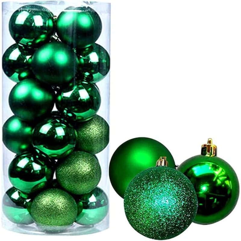 18 Piece Shatterproof Christmas Baubles for Tree and Festive Decorating, 6cm H x 6cm W x 6cm D, Emerald Green