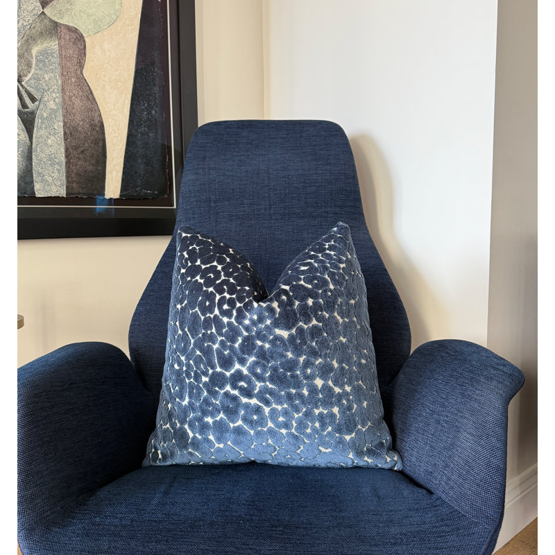 Animal Print Velvet Throw Pillow Cover, 20"H x 20"W, Navy