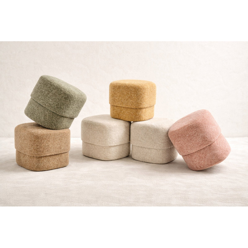 Accent Stool Upholstered Accent Stool, Beige