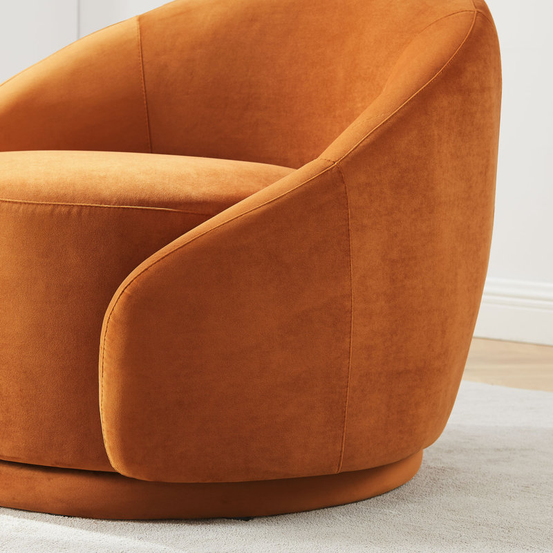 Fauteuil pivotant large de 34,2 po Frieson, Velours cari