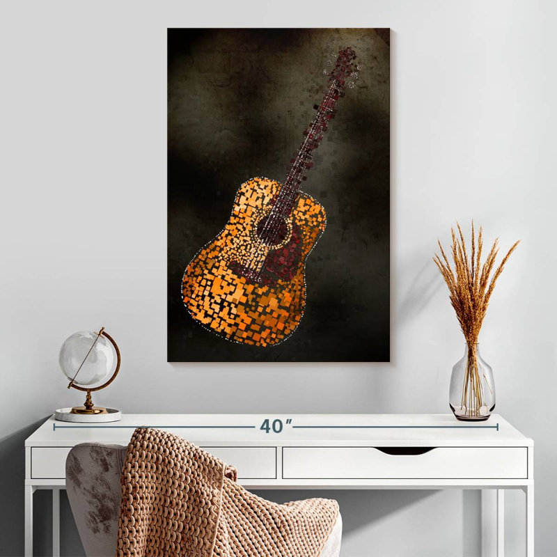 Abarca Abstract Squares Acoustic Guitar, 30" H x 20" W