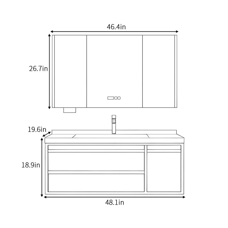 French simple retro style bathroom cabinet