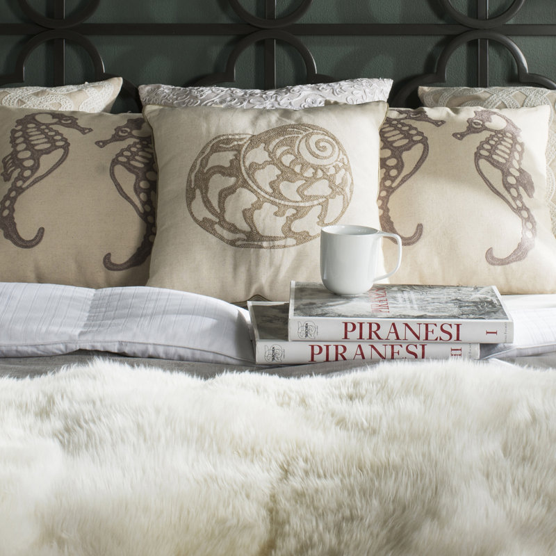 Safavieh Nautilus Motif Cream Cotton Linen Pillow Set