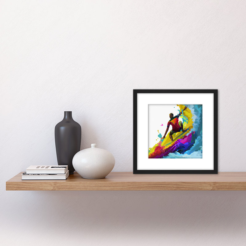 Surfer Cutback In Motion Abstract - Single Picture Frame Painting