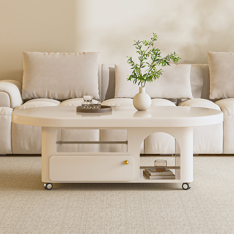 Cream-style movable coffee table, Cream, 16.5" H x 51.2" L x 23.6" W