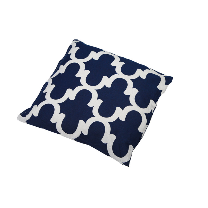 Coussin décoratif en coton intérieur/extérieur treillis Shreve, Bleu marine