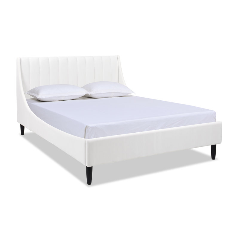 Helaina Upholstered Wingback Bed, Queen, Cloud White Velvet