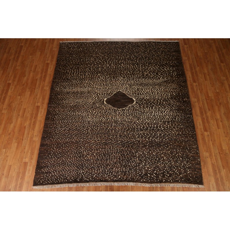 Tapis brun foncé en laine marocain 8 x 9