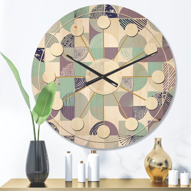 Horloge murale en bois à motif géométrique IV, Petit