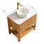 Meuble-lavabo et vasque de salle de bain Sharma 30 po, armoire de rangement autoportante en contreplaqué avec 2 portes en bambou texturé et tablette ouverte, vasque ronde en céramique blanche et plateau en pierre frittée blanc de Carrare, couleur grain de bois-1641625572